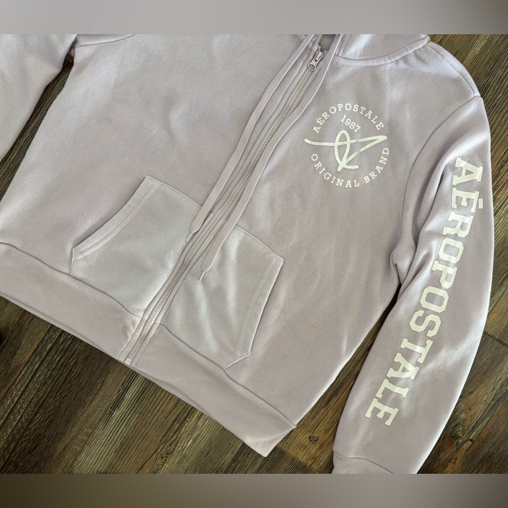 Aeropostale Sport Hoodie Womens Juniors XL Full Zip Lt Purple Hooded Sweatshirt - Picture 10 of 12